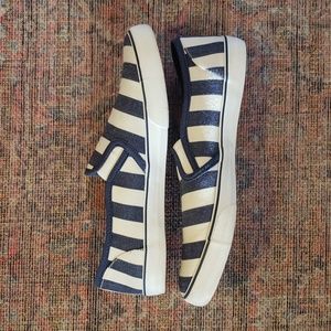 Striped Canvas Slip On Sneakers